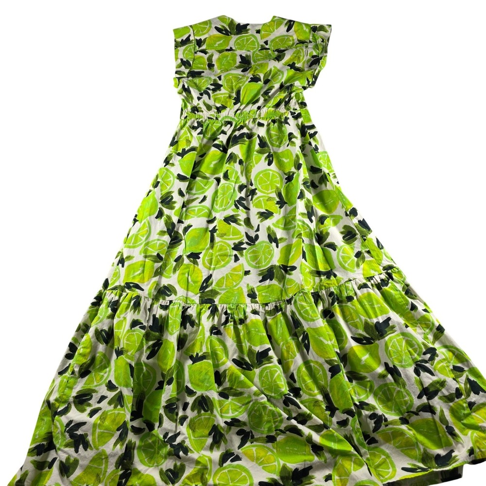 Steve Madden Women Small Green Lime Citrus Print Maxi Dress Tiered Cotton Boho - Picture 6 of 9
